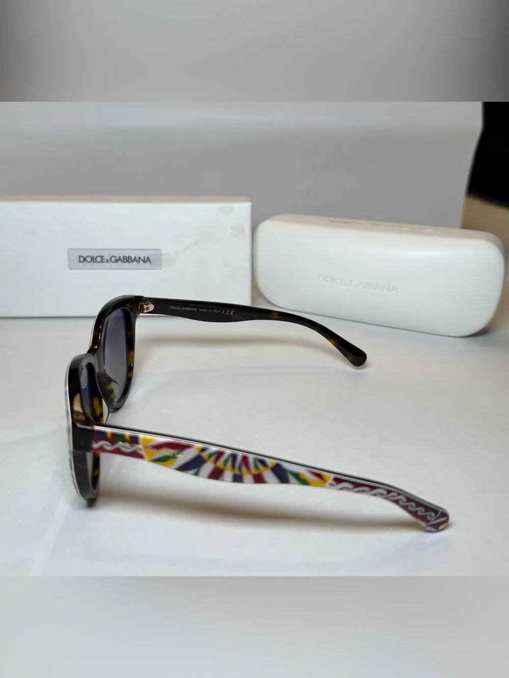 Dolce & Gabbana Multicolor Geometric Cat-Eye Sunglasses - Black Lenses